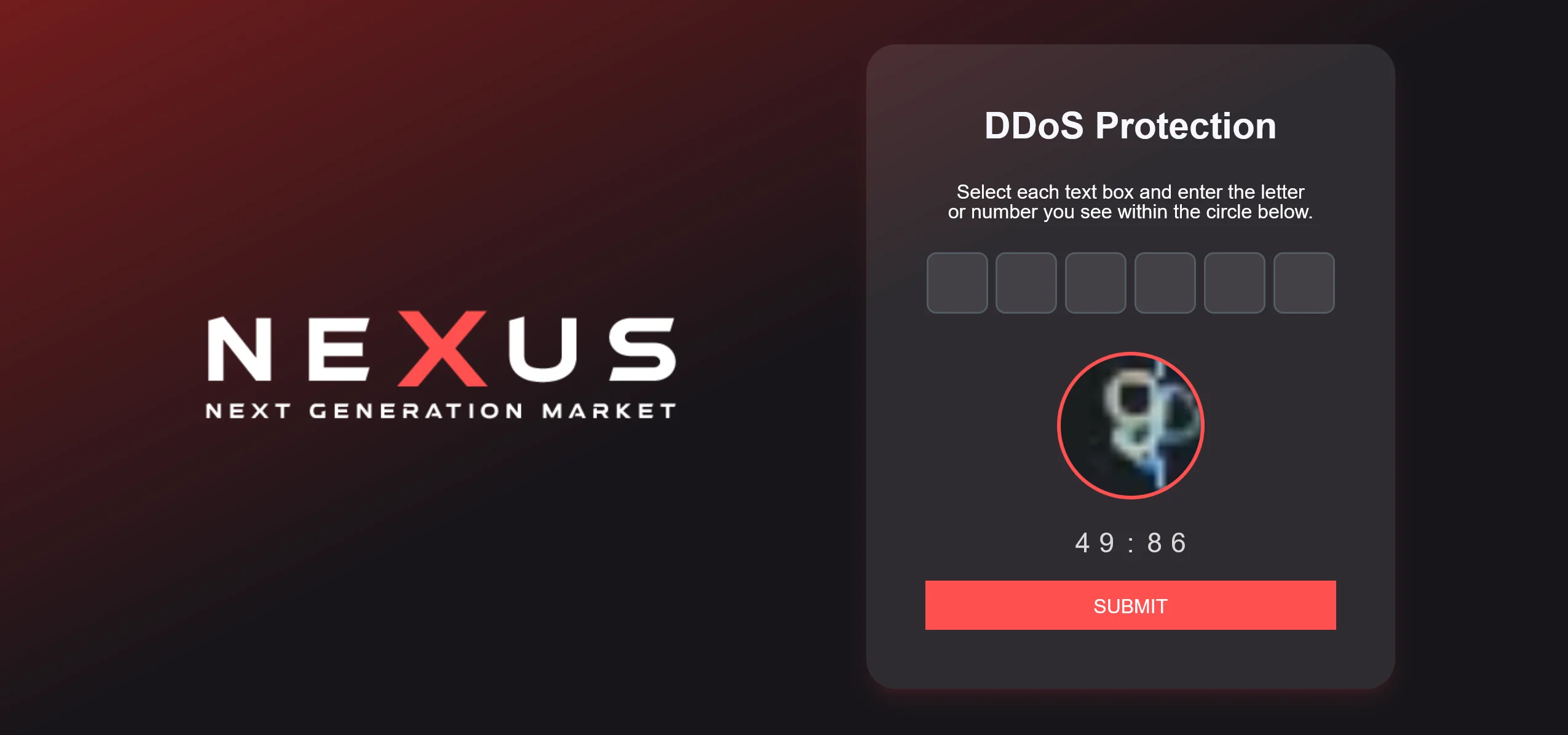 DDoS protection page - Nexus security shield verification